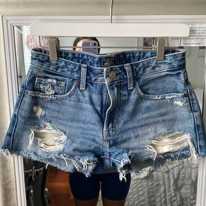 Abercrombie Ripped Harper Low Rise Denim Jean Shorts